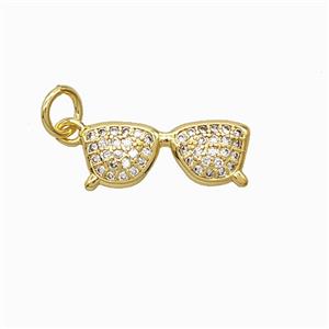 Copper Glasses Pendant Pave Zirconia Gold Plated, approx 6.5-16mm [FD24907]