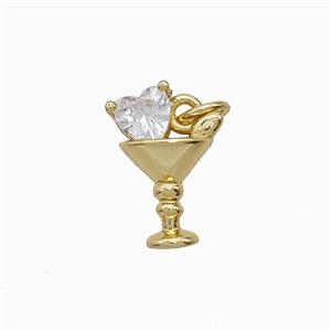 Copper Winecup Pendant Pave Crystal Glass Gold Plated, approx 10-14.5mm [FD24910]