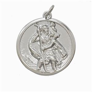 Copper Jesus Pendant Platinum Plated, approx 25mm [FD24928]