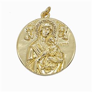 Copper Virgin Mary Pendant Gold Plated, approx 25mm [FD24932]