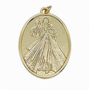 Copper Saint Jude Pendant Gold Plated, approx 25-32mm [FD24934]