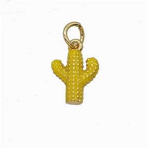 Copper Cactus Pendant Yellow Painted Gold Plated, approx 9-10mm [FD24958]