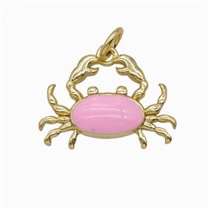 Copper Crab Pendant Pink Enamel Gold Plated, approx 13-18mm [FD24965]