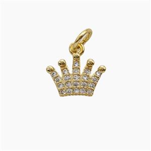 Copper Crown Pendant Pave Zirconia Gold Plated, approx 8-11mm [FD24978]