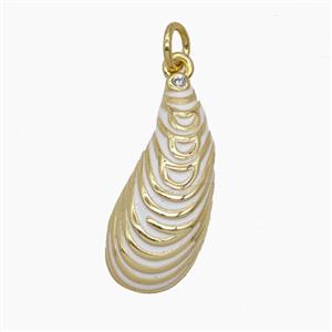 Copper Scallop Shell Pendant White Enamel Gold Plated, approx 9.5-22mm [FD24994]