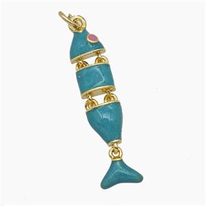 Copper Fish Pendant Blue Enamel Gold Plated, approx 7-30mm [FD25012]