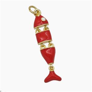 Copper Fish Pendant Red Enamel Gold Plated, approx 7-30mm [FD25013]