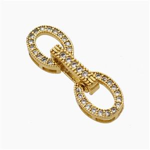 Copper Clasp Pave Zirconia Gold Plated, approx 8.5-25mm [FD25024]