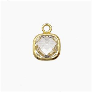 Clear Crystal Glass Square Pendant, approx 7mm [FD25122]