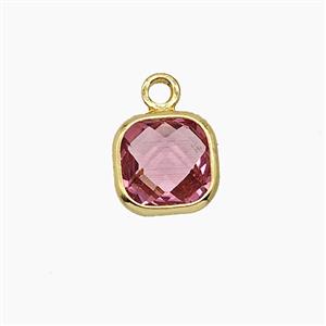 Red Crystal Glass Square Pendant, approx 7mm [FD25124]