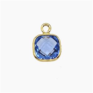 Blue Crystal Glass Square Pendant, approx 7mm [FD25126]