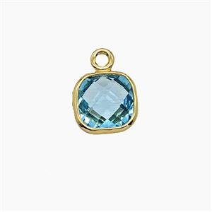 Aqua Crystal Glass Square Pendant, approx 7mm [FD25127]