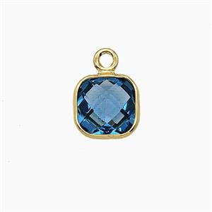 Blue Crystal Glass Square Pendant, approx 7mm [FD25128]