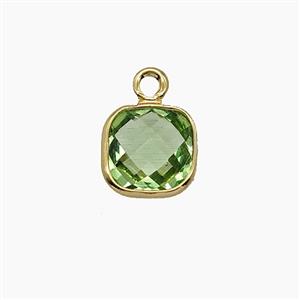 Green Crystal Glass Square Pendant, approx 7mm [FD25130]