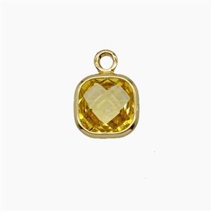 Champagne Crystal Glass Square Pendant, approx 7mm [FD25131]