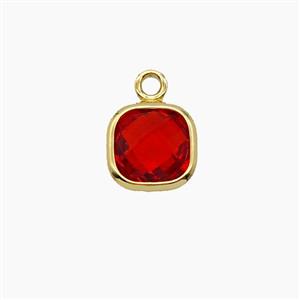 Red Crystal Glass Square Pendant, approx 7mm [FD25132]