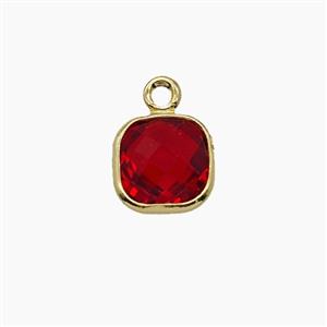 Red Crystal Glass Square Pendant, approx 7mm [FD25133]
