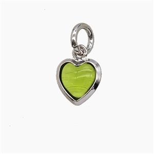 Olive Catseye Glass Heart Pendant, approx 7mm [FD25137]