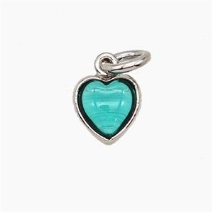 Teal Catseye Glass Heart Pendant, approx 7mm [FD25139]