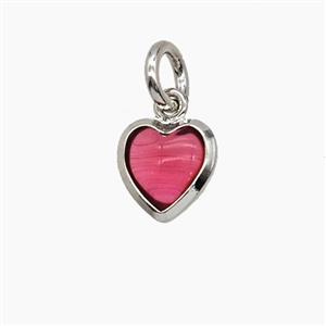 Red Catseye Glass Heart Pendant, approx 7mm [FD25141]