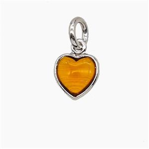 Orange Catseye Glass Heart Pendant, approx 7mm [FD25142]