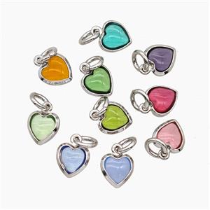 Catseye Glass Heart Pendant Mixed, approx 7mm [FD25144]