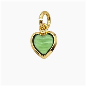 Green Catseye Glass Heart Pendant, approx 7mm [FD25148]