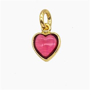 Red Catseye Glass Heart Pendant, approx 7mm [FD25151]