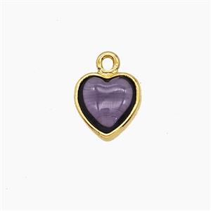 Purple Catseye Glass Heart Pendant, approx 7mm [FD25153]