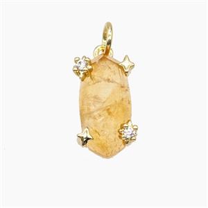 Yellow Citrine Oval Pendant Copper Gold Plated, approx 8-14mm [FD25159]