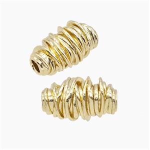 Copper Rice Beads Large Hole Gold Plated, approx 9-15mm, 3mm hole [FD25173]