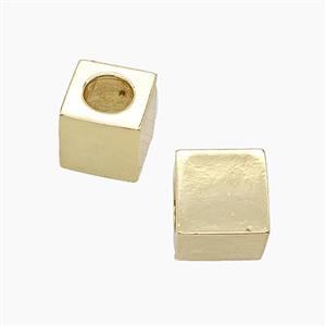 Copper Cube Beads Large Hole Gold Plated, approx 14mm, 8mm hole [FD25176]
