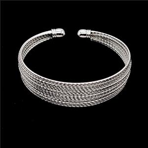 Copper Bangle Shiny Silver, approx 7-16mm, 50-55mm dia [FD25197]