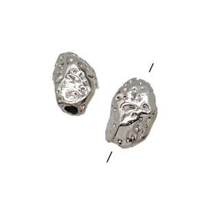 Copper Beads Freeform Hammered Platinum Plated, approx 5-9mm [FD25217]