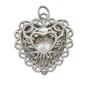 Copper Heart Pendant Hollow Platinum Plated, approx 20mm [FD25266]