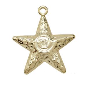 Copper Star Pendant Hammered Gold Plated, approx 30mm [FD25272]