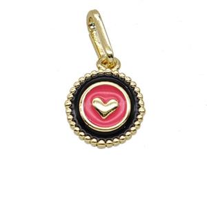 Copper Heart Pendant Black Red Enamel Gold Plated, approx 11mm [FD25277]