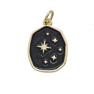 Copper Star Pendant Black Enamel Gold Plated, approx 13-15mm [FD25284]