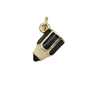 Copper Pencil Pendant Black Enamel Gold Plated, approx 6-10mm [FD25300]