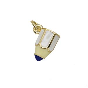Copper Pencil Pendant White Enamel Gold Plated, approx 6-10mm [FD25301]