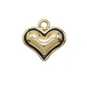 Copper Heart Pendant Black Enamel Gold Plated, approx 15mm [FD25305]
