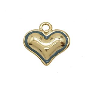 Copper Heart Pendant Teal Enamel Gold Plated, approx 15mm [FD25306]