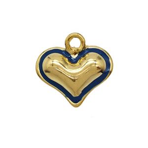 Copper Heart Pendant Lapisblue Enamel Gold Plated, approx 15mm [FD25307]