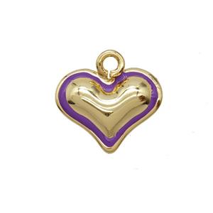 Copper Heart Pendant Lavender Enamel Gold Plated, approx 15mm [FD25308]