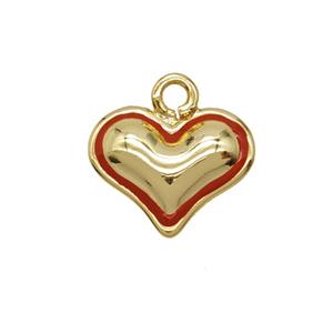 Copper Heart Pendant Red Enamel Gold Plated, approx 15mm [FD25309]