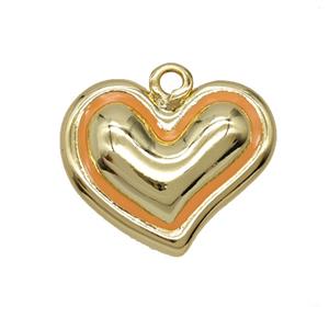 Copper Heart Pendant Orange Enamel Gold Plated, approx 30mm [FD25311-30MM]