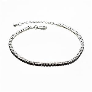 Copper Bracelet Pave Crystal Glass Platinum Plated, approx 2mm, 17-22cm length [FD25338]