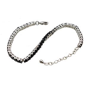 Copper Bracelet Pave Crystal Glass Platinum Plated, approx 3mm, 17-22cm length [FD25340]