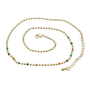 Copper Ball Necklace Chain Gold Plated, approx 2mm, 39-44cm length [FD25342]