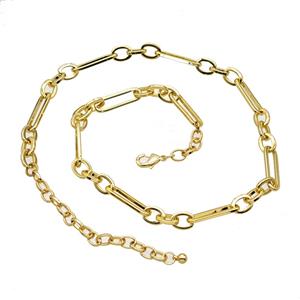Copper Necklace Chain Gold Plated, approx 7-9mm, 6-20mm, 40-45cm length [FD25348]